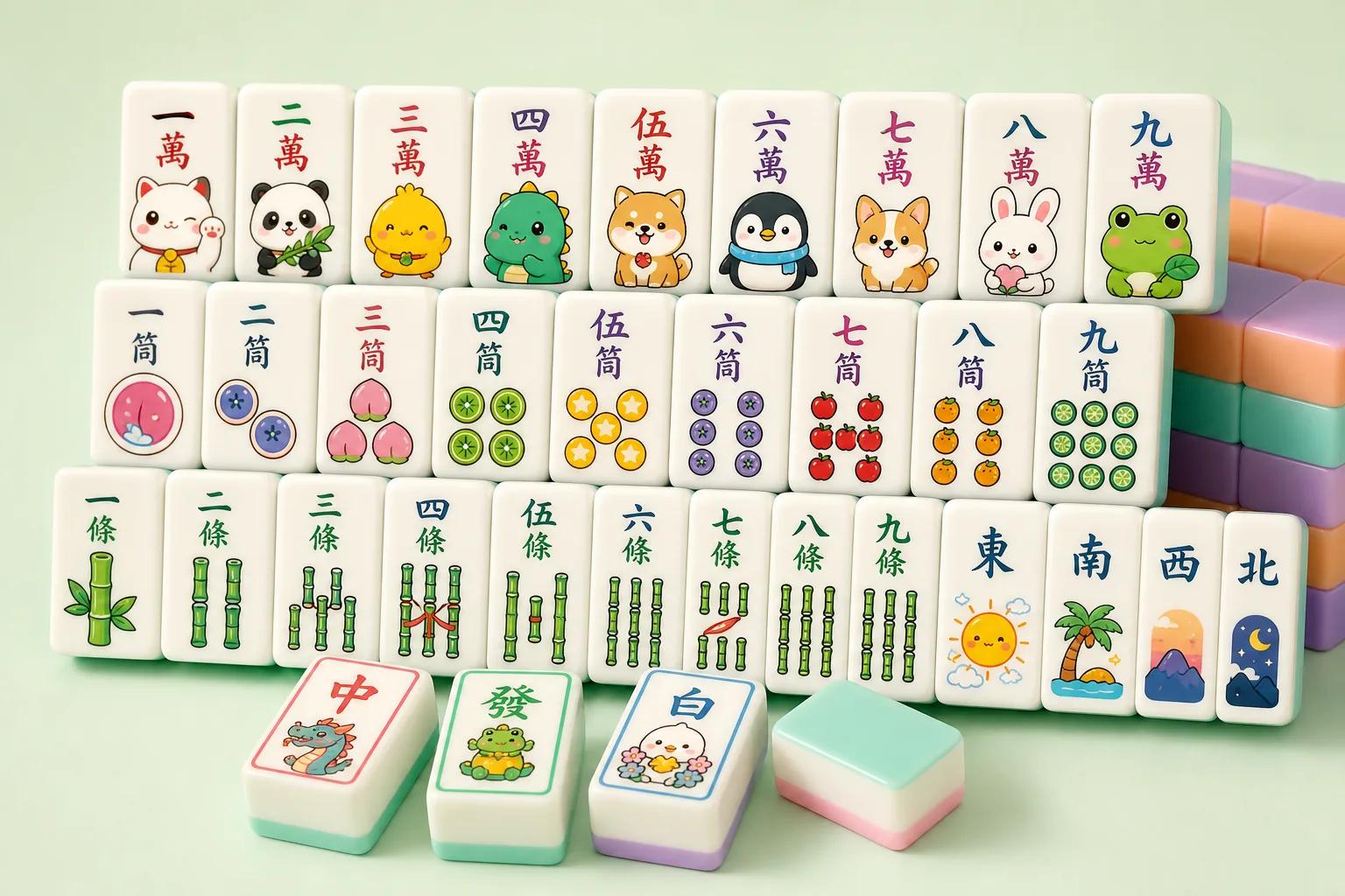 Colorful Cartoon Mahjong Set